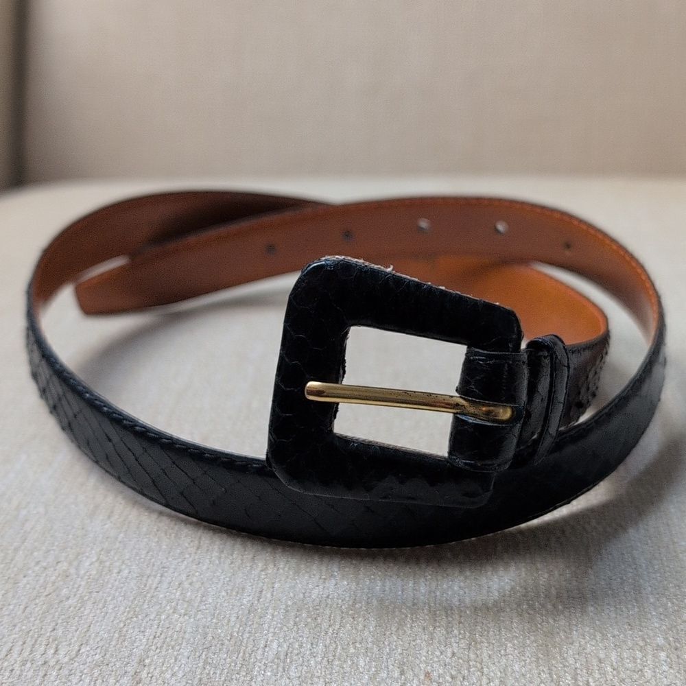 Vintage Jana Genuine Snakeskin Belt Navy Blue Size S